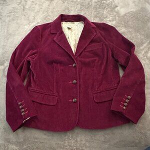 LL Bean Corduroy Jacket Blazer Women's size 18 Cranberry Red Brown Buttons